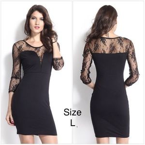 Lace Sleeved Body Con Dress